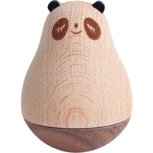 Wooden Animal Figurine Desktop Tumbler Ornaments Statue Toys Gifts Handcrafts Home Creative Desk Decor