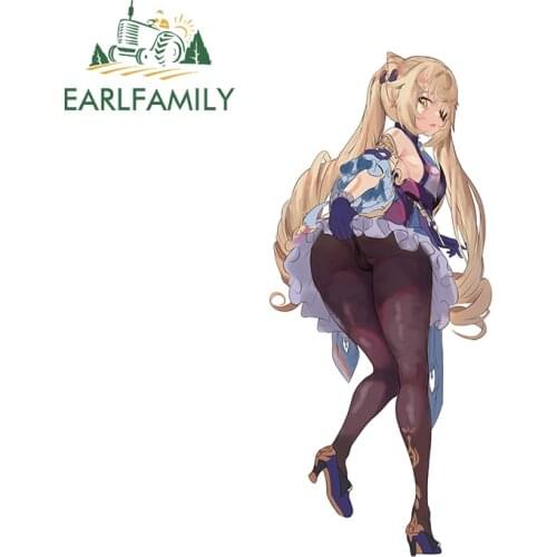EARLFAMILY 13cm x 5.9cm For Genshin Impact Graffiti Car Sticker Sunscreen Decal Anime Decals Car Accessories Occlusion Scratch