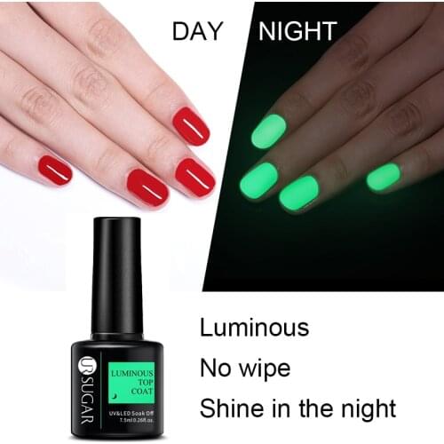UR SUGAR Luminous No Wipe Top Coat UV LED Glow In The Dark Gel Polish Soak Off Long-lasting Nail Gel Varnish