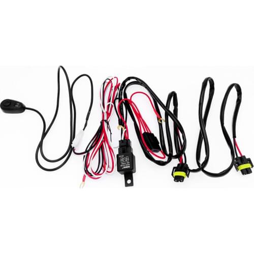 H11 H8 H9 Car LED Headlight Fog Lamp Wiring Harness Socket Connector Cable Remote Control With Switch DRL 12V Relay