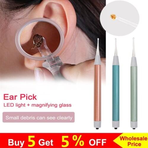 Baby Ear Cleaner Ear Wax Removal Tool Flashlight Earpick Ear Cleaning Earwax Remover Ear Curette Light Spoon with magnifier