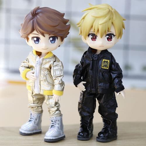 OB11 doll dress size stylish cool cool flying air Force jacket suit versatile suit jacket and pants suit cool black gold