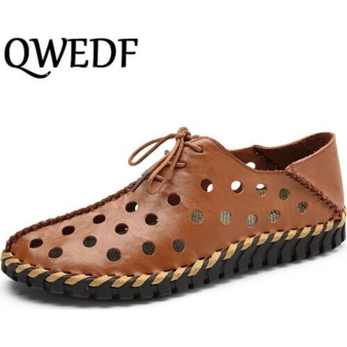 New Summer Casual Shoes For Man Breathable And Comfortable Genuine Leather Slip-on Fashion Loafers Handmade Big Size 38-47 XC-09