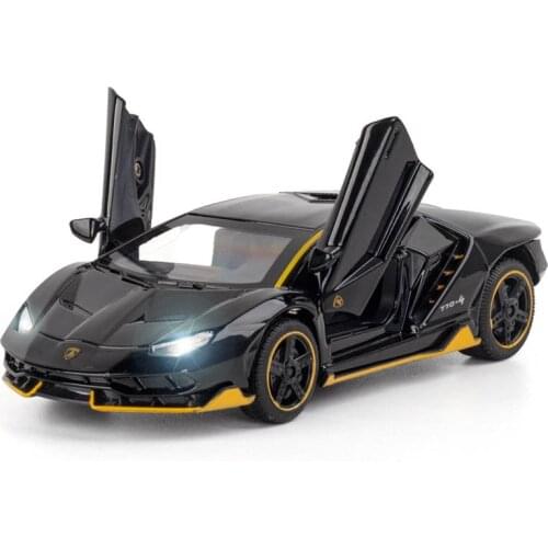 1/32 Alloy Die Cast LP770 Supercar Model Toy Vehicle Simulation Sound Light Pull Back Sports Car Toys For Children Collection