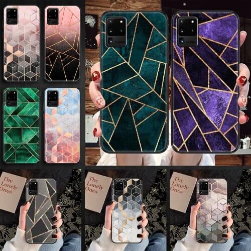 Marble Geometric Art Phone case For Samsung Galaxy Note 4 8 9 10 20 S8 S9 S10 S10E S20 Plus UITRA Ultra black luxury cover tpu