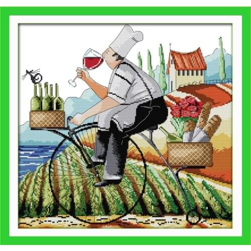 Enjoy life 2 cross stitch kit cartoon funny people 14ct 11ct count print cotton thread embroidery DIY handmade needlework decor