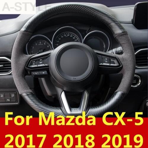 For Mazda CX-5 CX5 CX 5 2017- 19 DIY Steering Wheel Covers soft Leather braid on the steering-wheel of Car Interior accessories