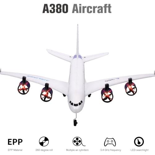 Original A380 2.4G RC Airplane Flying Aircraft Glider with LED Searchlight 3CH EPP Foam Fixed Wing Airplane Foam Plane