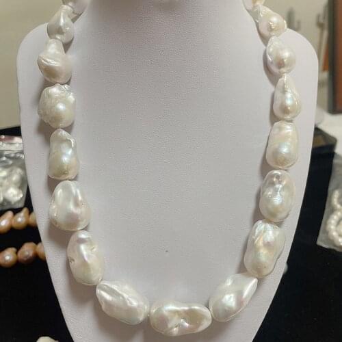 13-15mm Natural Loose Pearls High quality Irregular Baroque Pearl Necklace Finished with silver Buckle for 43cm necklace