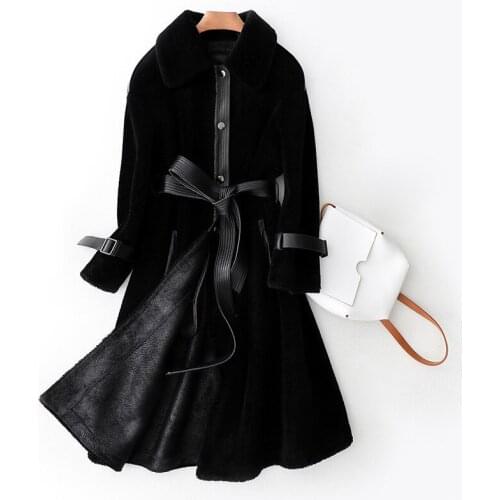 Real Fur Coat Sheep Shearing Winter Coat Women Korean Long Jacket for Womens Clothing Abrigos Mujer Invierno 2020 868556 YY724