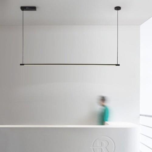 Nordic lighting designer minimalist modern warm restaurant dining room bar LED long straight line chandelier