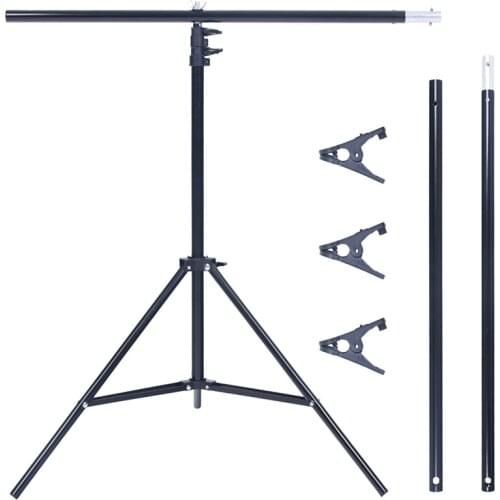 Fosoto 2M Background Support Stand System T-shape Background Frame Photography Backdrop Metal Backgrounds for Photo Studio