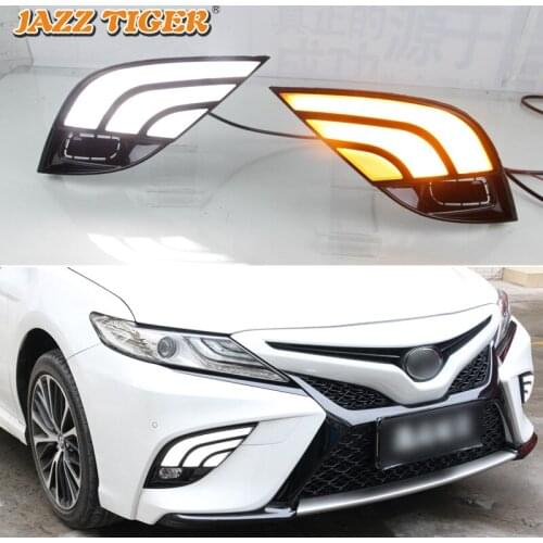LED Daytime running lights For Toyota Camry 2018 2019 XSE SE auto flexible Drl with turn signals for cars fog lights headlights