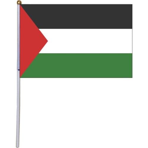 Free shipping xvggdg 100pcs Small Palestine flag 14*21CM the hand national flag with Pole Palestine Handing flag
