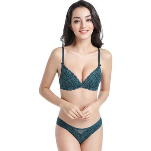 Japanese Seamless Wire Free Deep V Sexy Cotton Lace Panties and Bra Set Intimates Underwear Set Women Lolita Lingerie