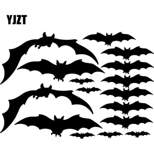 YJZT 19.4X13.5CM Fashion BAT Vinyl Car-styling Decal Car Sticker Black/Silver S8-1197
