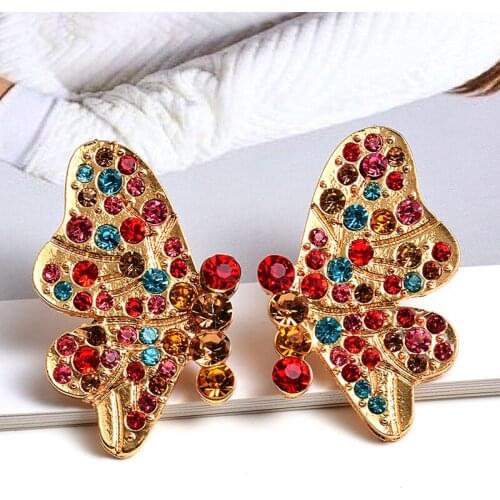Wholesale Colorful Crystal Metal Wind Earrings Fashion Trend Jewelry Accessories For Women