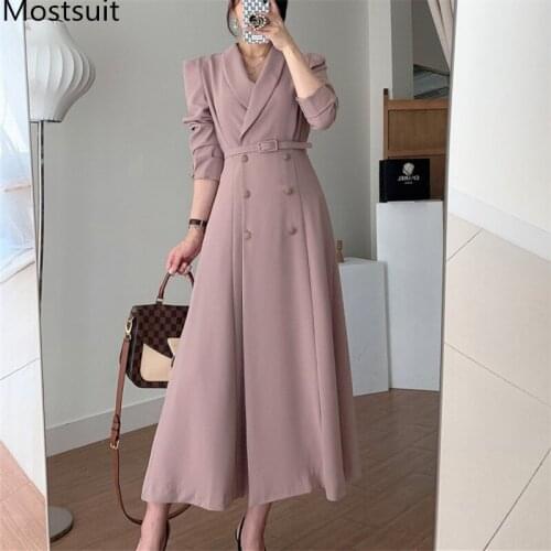 2020 Autumn Double-breasted Korean Elegant Women Long Trench Coat Full Sleeve V-neck Belted Ladies Windbreaker Outercoats Jacket