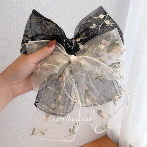 1pcs/lot Fashion girl lace big bow hair rope hair tie embroidery hair accessories fashion hair accessories