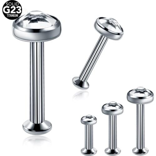 1pc 16G Titanium Lip Piercing Internally Threaded Gem Labret Lip Piercings Stud Cartilage Tragus Piercings Body Jewelry