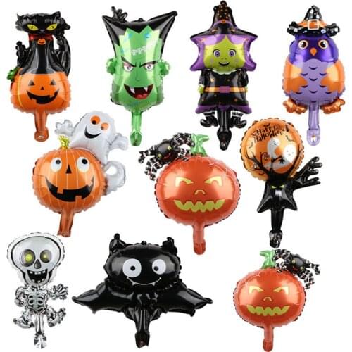 10pcs mini Halloween Pumpkin Ghost Balloons Decorations Spider Foil Balloons Inflatable Toys Bat Globos Halloween Party Supplies
