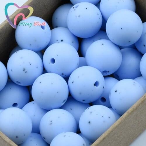 10 PCS Gritty Pastel Blue Round 12-15MM Beads Teething Necklace Round Beads Baby Teether Toy Silicone BPA Free Ball Perles Beads