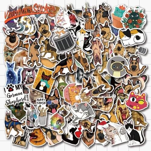 100 PCS Cute Cats and Dogs Sticker Pack Gift for Children Waterproof PVC Decal for Laptop Helmet Bicycle Luggage Car Phone Case