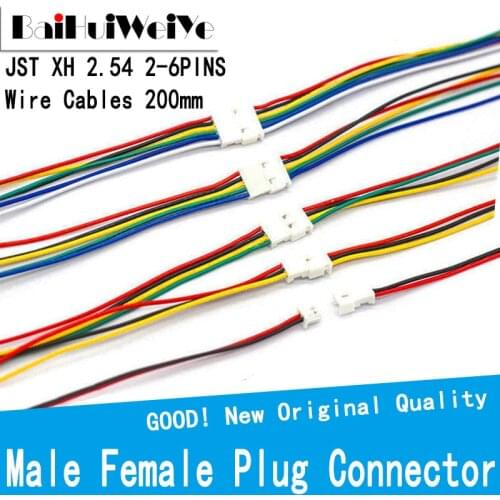 20PCS 10 Pair Micro JST XH 2.54 MM 2P 3P 4P 5P 6PIN Male Female Plug Connector With Wire Cables terminal 200mm 26AWG 20CM
