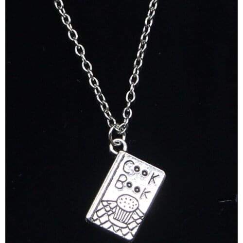 20pcs New Fashion Necklace 17x11mm cook book recipe kitchen Pendants Short Long Women Men Colar Gift Jewelry Choker