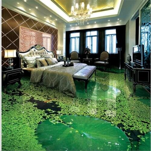 Beibehang Custom floor painting 3d photo decoration painting Chinese lotus bath living room 3D stereo floor painting wallpapers