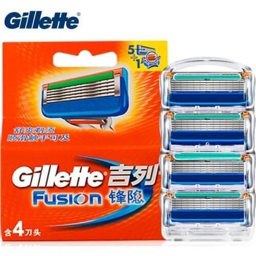 4pcs/lot Razor Blade For Men Face Care 5Layers Shaving Cassette Stainless Steel Safety Blades Suit For Gillette Fusion