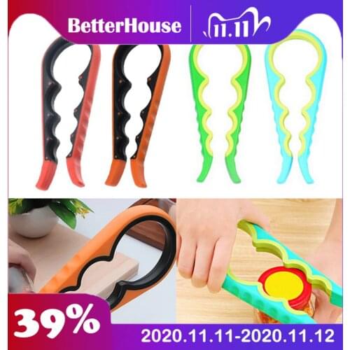 4 In 1 Lid Jar Opener Screw Cap Jar Bottle Opener Can Opener Manual Non-slip Twist Cap Bottle Launcher Opener Kitchen Gadget