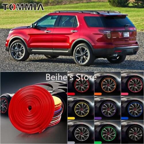 8M Car Wheel Hub Rim Edge Protector Ring Tire Strip Guard Rubber Decals For Ford explorer