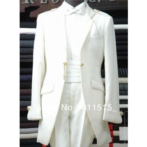 Free shipping/Hot Recommend White Groom Tuxedos Groomsmen Men Wedding men wear Suits Best man Suits /custom party dress vest