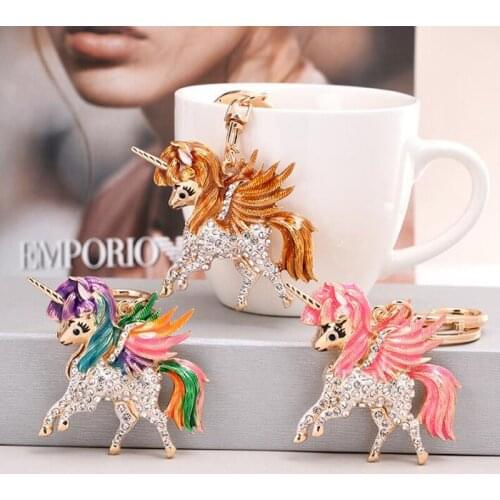 JINGLANG Unicorn Keychain Pendant Key Chain Doll Key Pendant Girl School Bag Female Cute Creative Gift