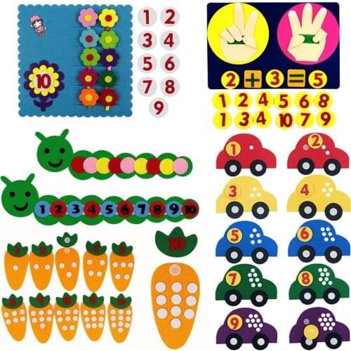 Kids Handmade Felt Finger Numbers Math Toy Non-woven Handmade Materials DIY Weave Craft Montessori Digital Teaching AIDS