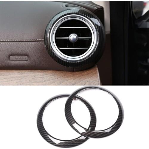 For Mercedes Benz E Class W213 2016 2017 Car Accessories 2pcs Carbon Fiber ABS Chrome Side Air Conditioning Vent Ring Cover Trim