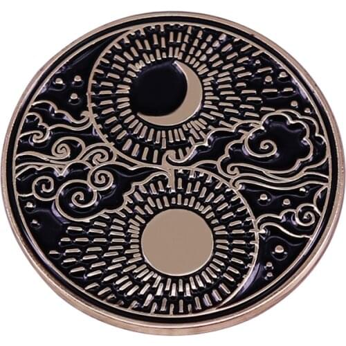 Yin Yang Sun Moon Enamel Pin Take you to appreciate the beauty of Oriental style Tai Chi Culture