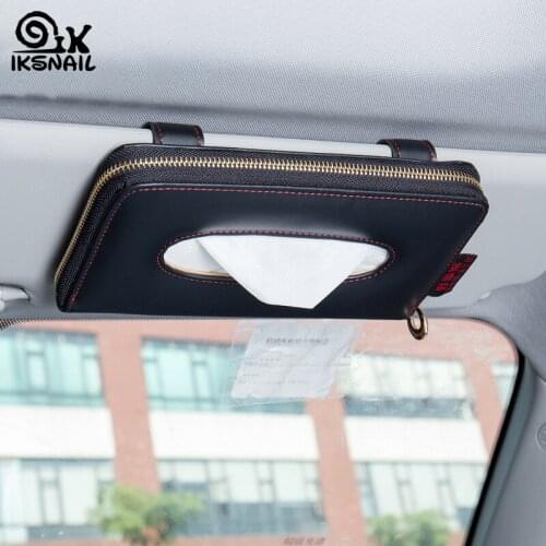 IKSNAIL 2021Car paper tissue box hanging sun visor paper box napkin case paper towel car accessorie storage decoration paper