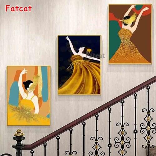 Fashion goddess gold skirt dancer 5D DIY Diamond Painting full drill mosaic diamond embroidery gift diamond stitch decor PP2670
