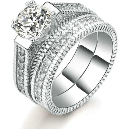 New 925 Sterling Silver Ring Simulation Diamond For Woman Engagement Wedding Luxury Jewelry Gift