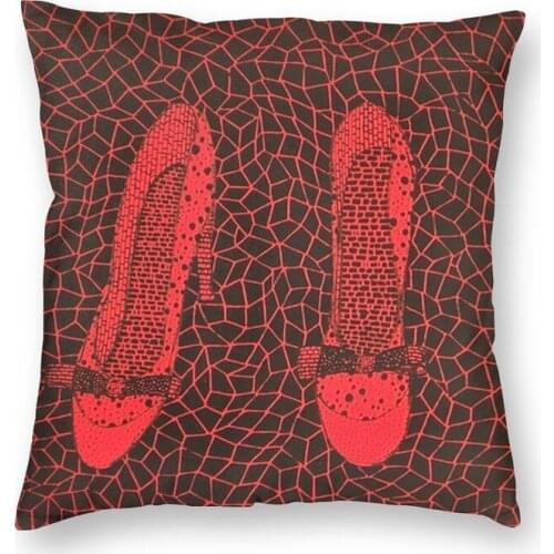 Red Heels Yayoi Kusama Square Pillowcover Home Decor Modern Abstract Art Painting Cushion Cover Throw Pillow for Sofa