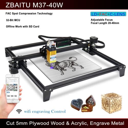 New 40W Laser Engraving Machine Large Area Engraving 370*370mm Supports WIFI, AP, USB, SD card offline engraving function NW
