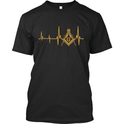2019 Summer style Fashion Masonic Heartbeat Freemason T-shirt Elegant Funny Tee shirt