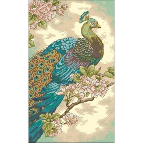 TOP Beautiful blue peacock patterns Counted Cross Stitch 11CT 14CT DIY Cross Stitch Kits Embroidery Needlework Sets