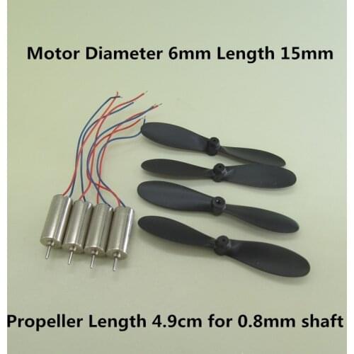 Mini 615 Diameter 6mm Length 15mm 6*15 / 0.8mm 3.7V Motor Coreless 4.9cm 49mm Props R/C Toys DIY Drone Quadcopter Rc Spare Parts