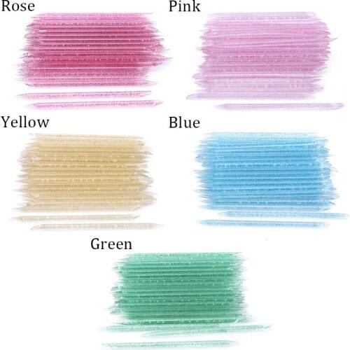 100Pcs Reusable Crystal Stick Pedicure Care Double End Nail Art Cuticle Pusher Cuticle Remover Tool Nails Manicures Tools