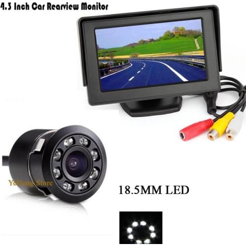 YeHeng 4.3" Color Tft Screen Auto Rearview Monitor HD CCD Car Rear 8 LEDS Night Vision Rearview Camera Parking Assist Fast Ship