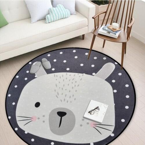Cartoon Round Grey Carpet Kids room Rug Bedroom Living Room Bear Panda Baby Play Rug Soft Anti-slip Parlor Floor Mat Chair Mat