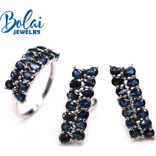 925 sterling silver natural sapphire ring and earring set light luxury design is the best gift for your lovers anniversary